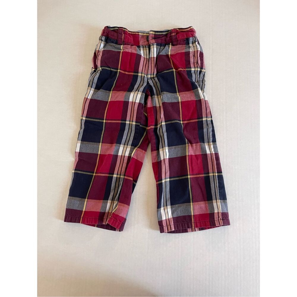 Janie and Jack blue red plaid pants boys size 4T Adjustable Waist  A39‎